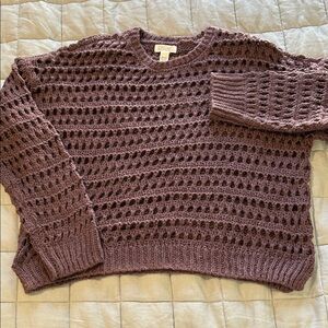 Full Tilt Women's Open-Knit Sweater - Brown
